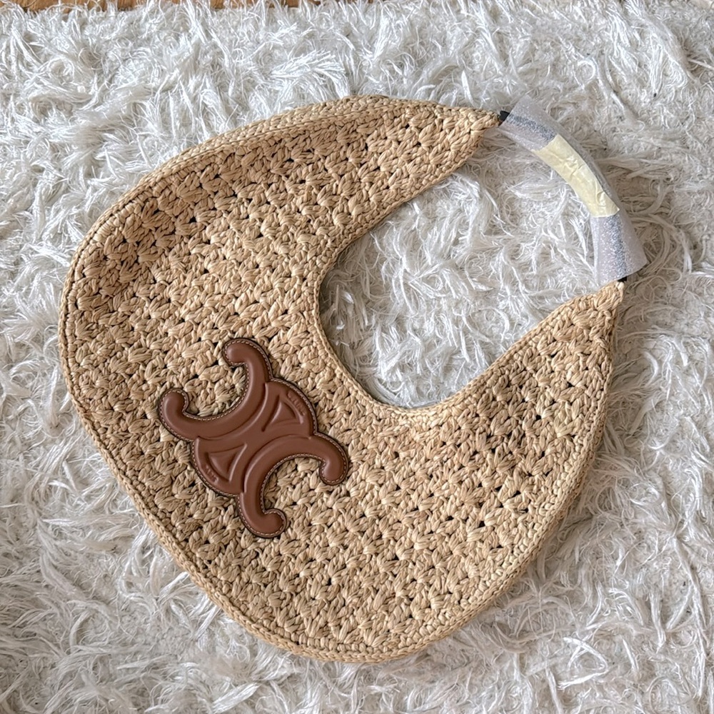 {Celine} BN Raffia Panier Hobo Bag